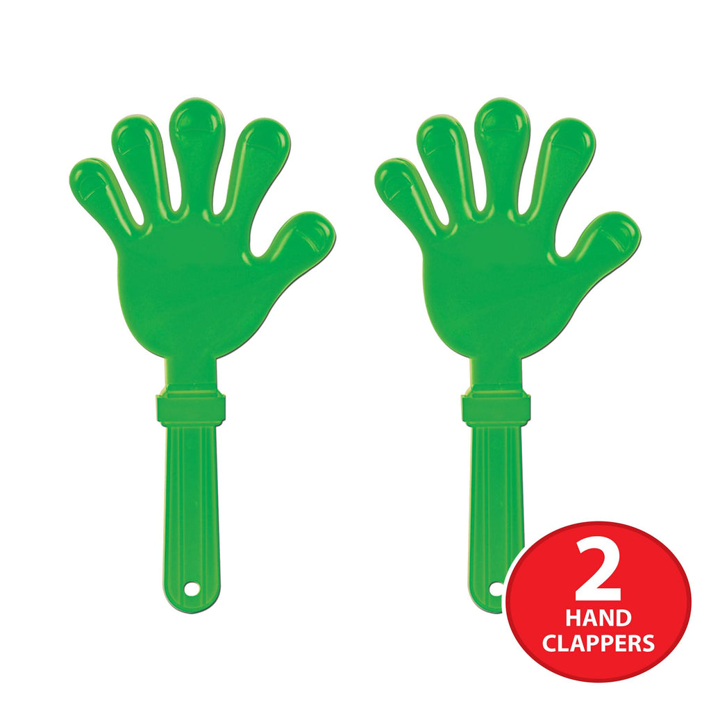 Beistle Giant Hand Clappers – 2 Pack, Green Plastic Loud Noise Makers for Sports Celebrations, Pep Rallies, Team Party Handouts, Tailgates, and Spirit Events, 15"