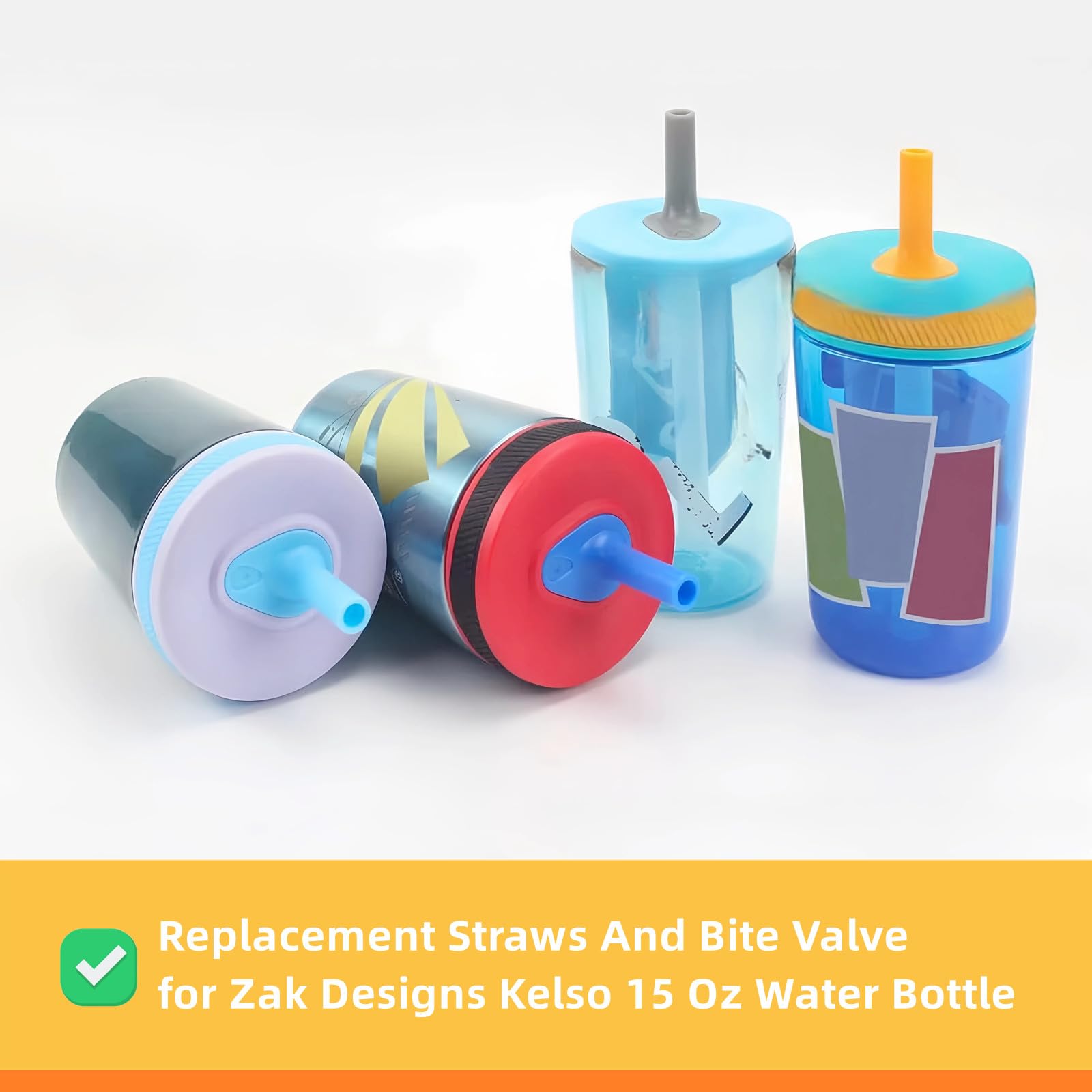 NCYOEW Replacement Straws for Zak Designs 15OZ Water Bottle,Transparent and Food Grade Reusable Straws with Cleaning Brush, Pack of 5