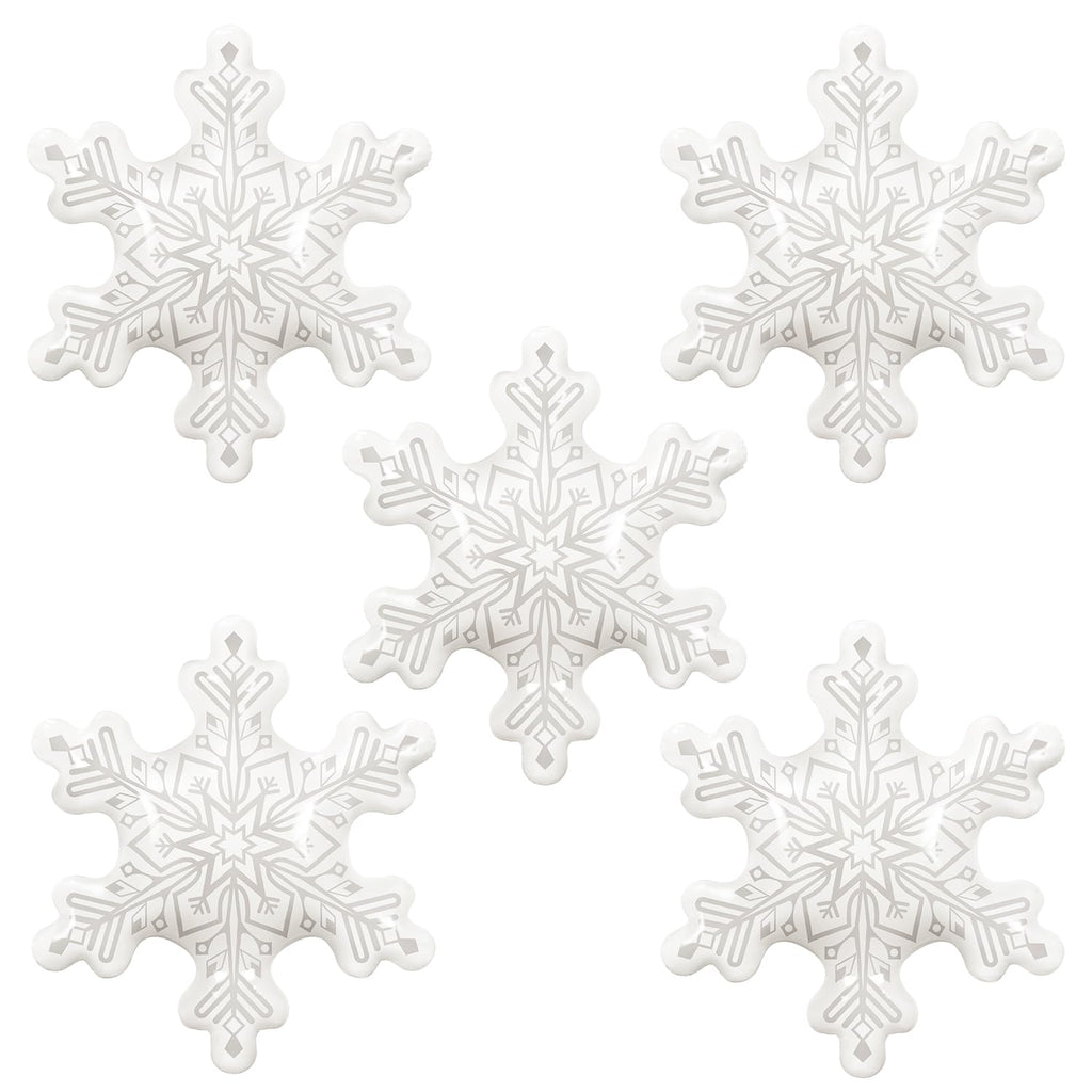 Clear Snowflake Balloons, 36 inch, Set of 5 Foil Mylar Balloons for Christmas and Winter Wonderland Ice Snow Themed Birthday Party Decorations