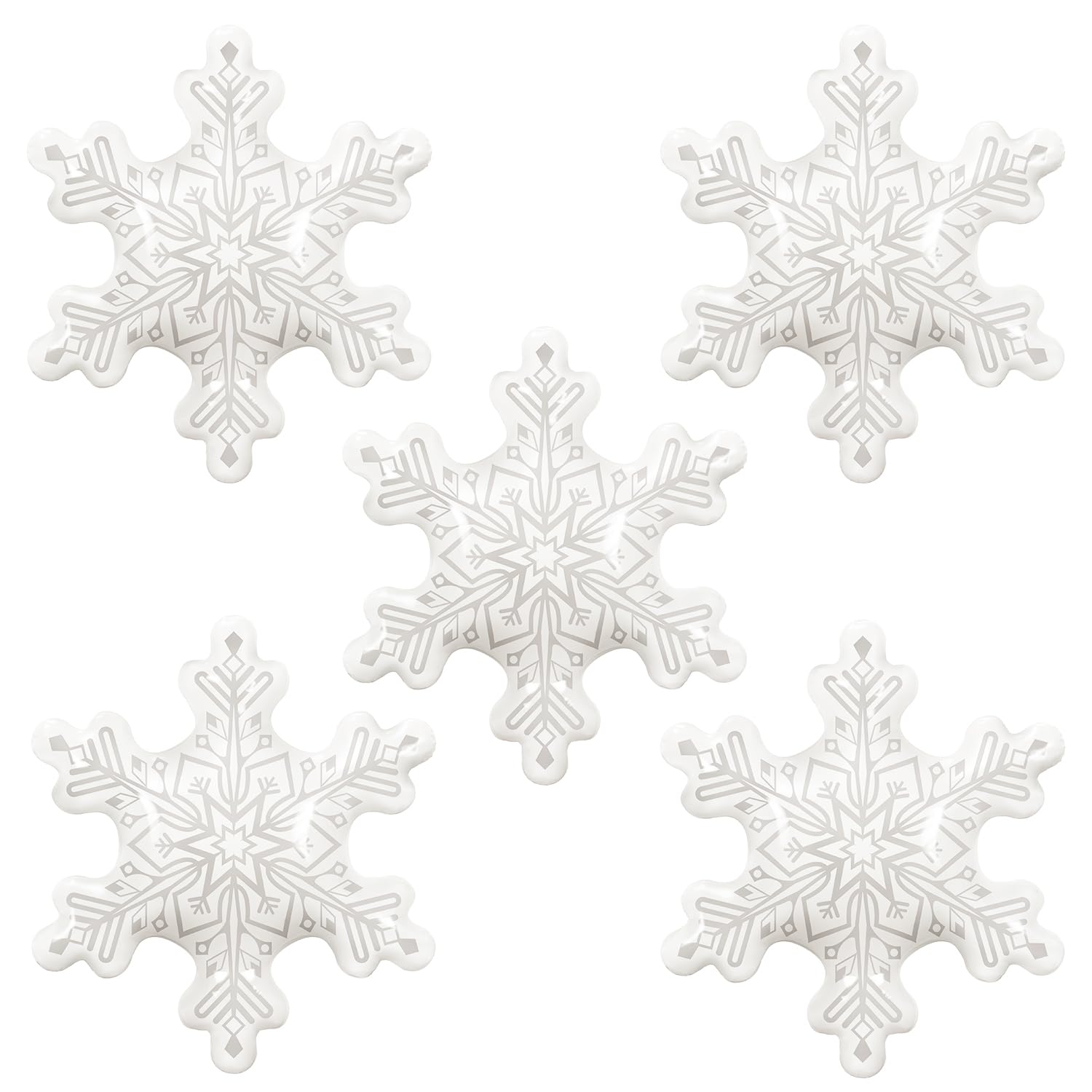 Clear Snowflake Balloons, 36 inch, Set of 5 Foil Mylar Balloons for Christmas and Winter Wonderland Ice Snow Themed Birthday Party Decorations