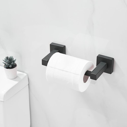 Leyden Black Toilet Paper Holder - Modern Wall-Mounted Double Post Design for Easy Access