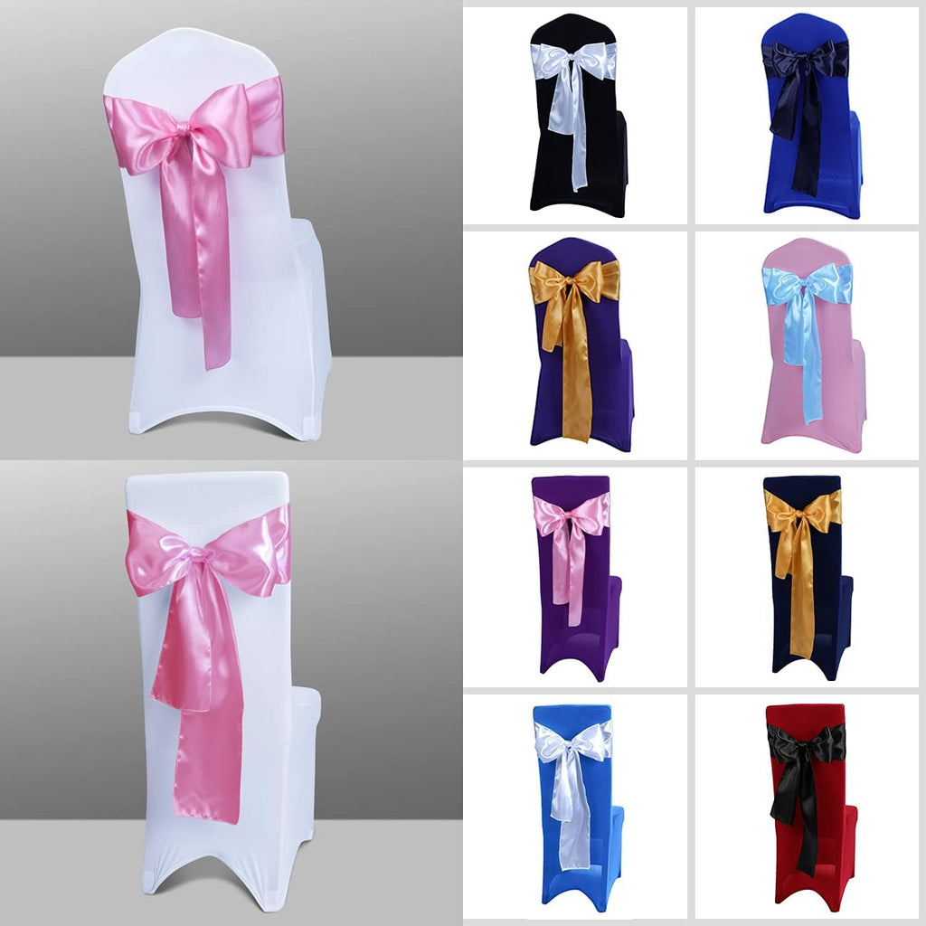 Babenest Satin Chair Sashes - Upgraded 30 Pcs Chair Ribbons & Bows for Weddings & Events | Pink