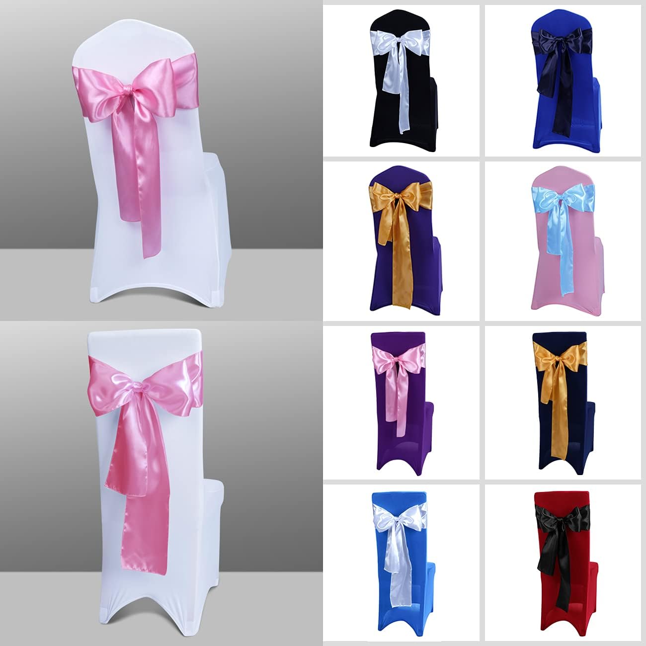 Babenest Satin Chair Sashes - Upgraded 30 Pcs Chair Ribbons & Bows for Weddings & Events | Pink