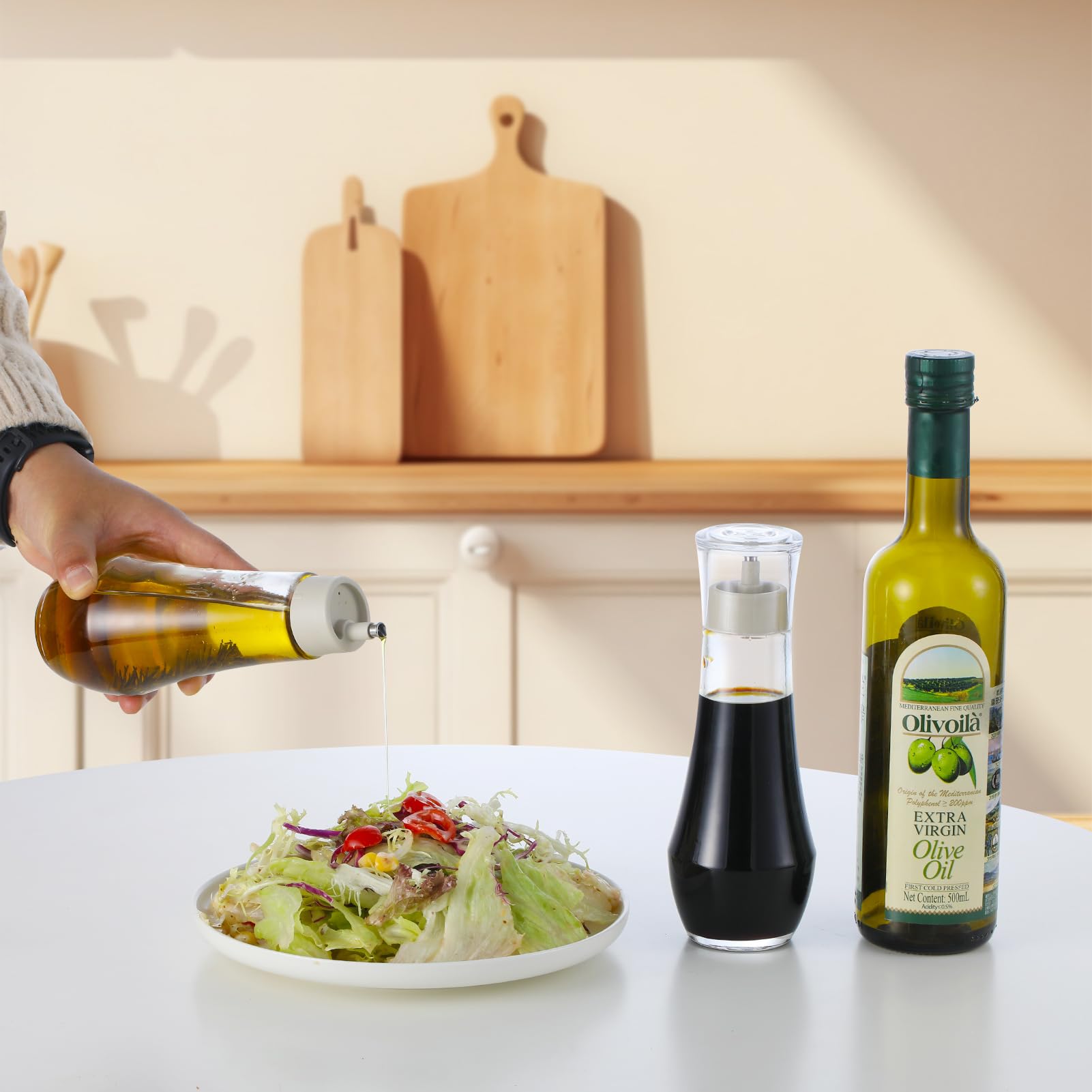Summark Diamond Oil and Vinegar Dispenser for kitchen,Olive Oil Dispenser Bottle,Elegant Glass Cooking Oil Dispenser,Dispenser Bottle of 10 OZ