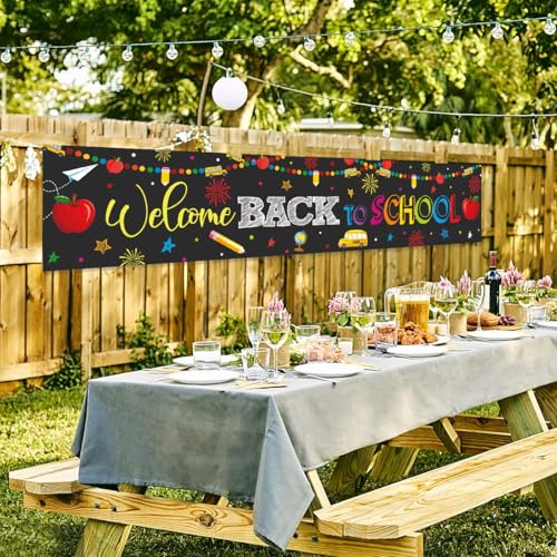 Welcome Back to School Banner Backdrop - 1.6x8.2ft Vinyl Party Decoration