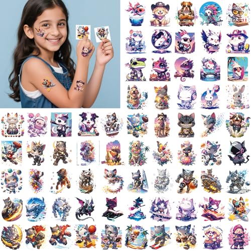 VERKSTAD 70 Sheets Kids Temporary Tattoos Waterproof Animal & Butterfly Stickers
