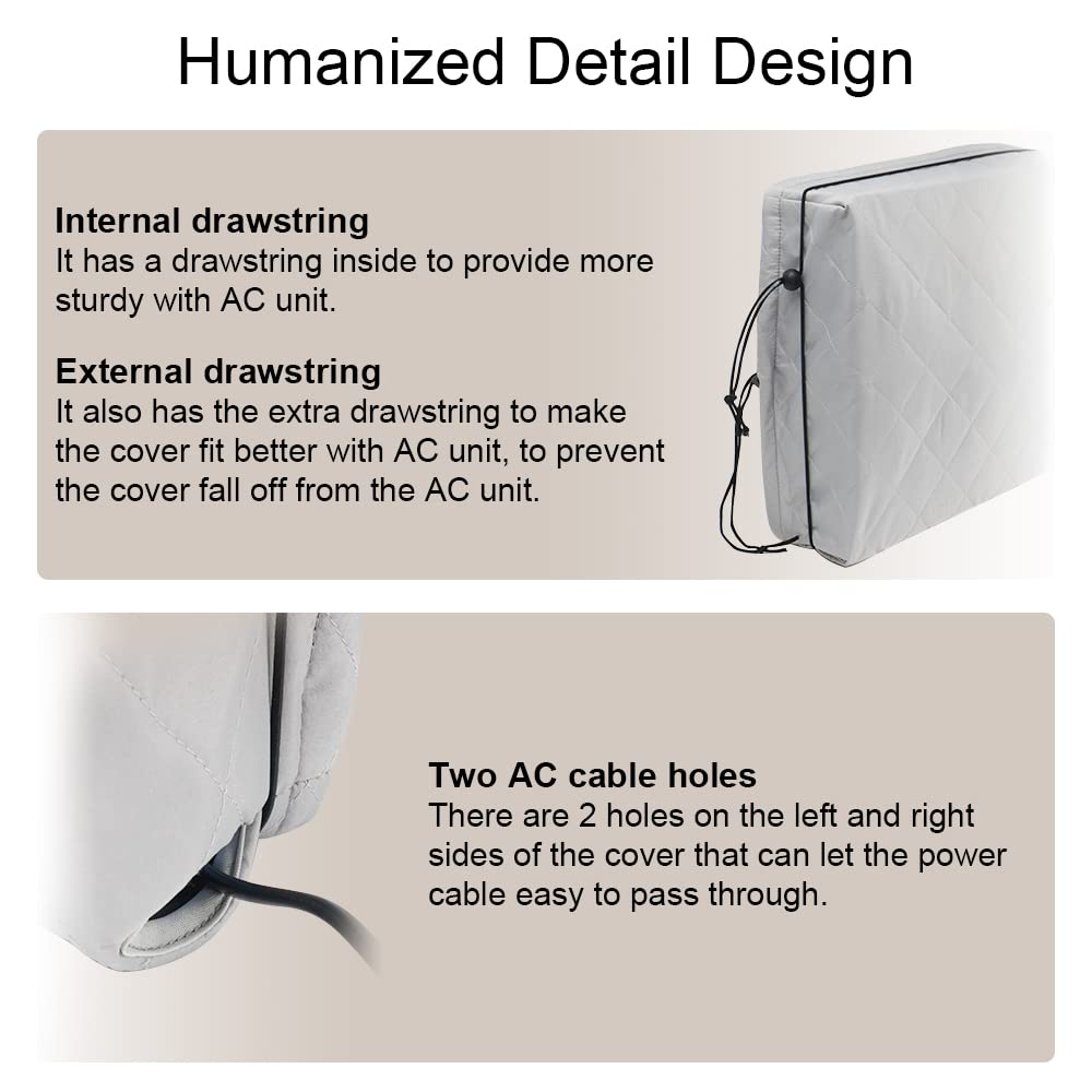 Indoor Air Conditioner Cover Window AC Unit Cover with Drawstring Double Insulation for Inside(25"x17"x3.5")