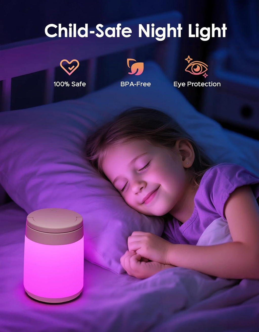 One Fire Night Light - Portable Kids Night Light with 10 Colors & Remote Control | Rechargeable Touch Lamp