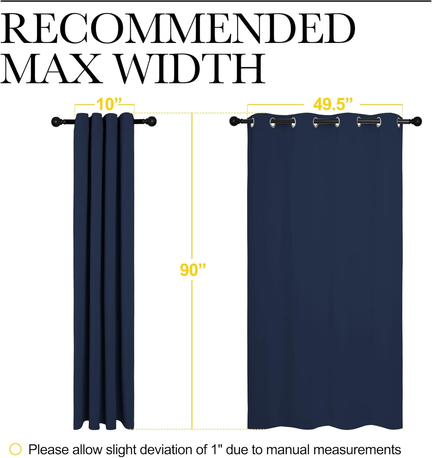 NICETOWN Navy Blackout Curtains - 55" x 90", 2-Piece Grommet Panels for Sunlight Blocking & Modern Design