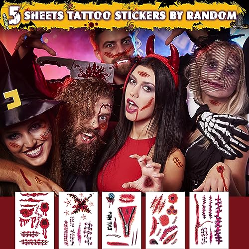 63PCS Halloween Window Clings - Bloody Handprints & Skeletons