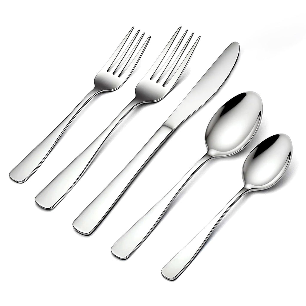 BEWOS 40 Piece Silverware Set - Stainless Steel Silverware Sets for 8 Include Spoon, Forks, Knives, Mirror Polished Flatware Set for Home, Kitchen, Restaurant, Dishwasher Safe