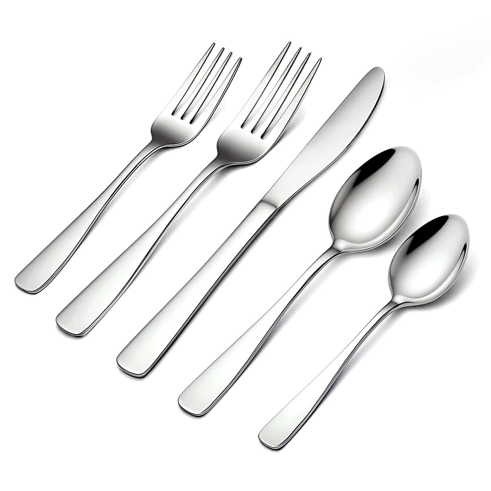 BEWOS 40 Piece Silverware Set - Stainless Steel Silverware Sets for 8 Include Spoon, Forks, Knives, Mirror Polished Flatware Set for Home, Kitchen, Restaurant, Dishwasher Safe
