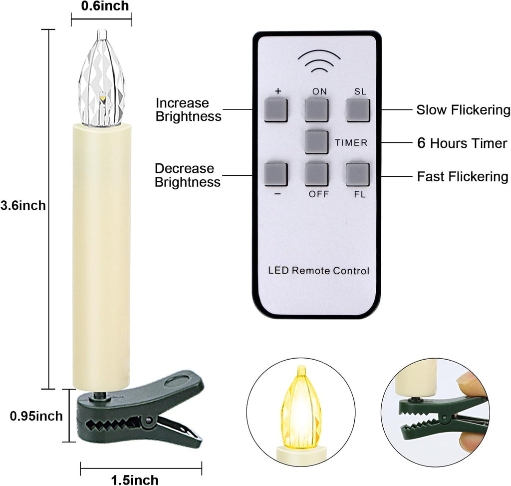 TECHLONG Flickering Christmas Tree Candle Lights - 20 PCS Battery Operated with Remote Timer | Flameless LED for Holiday Decor