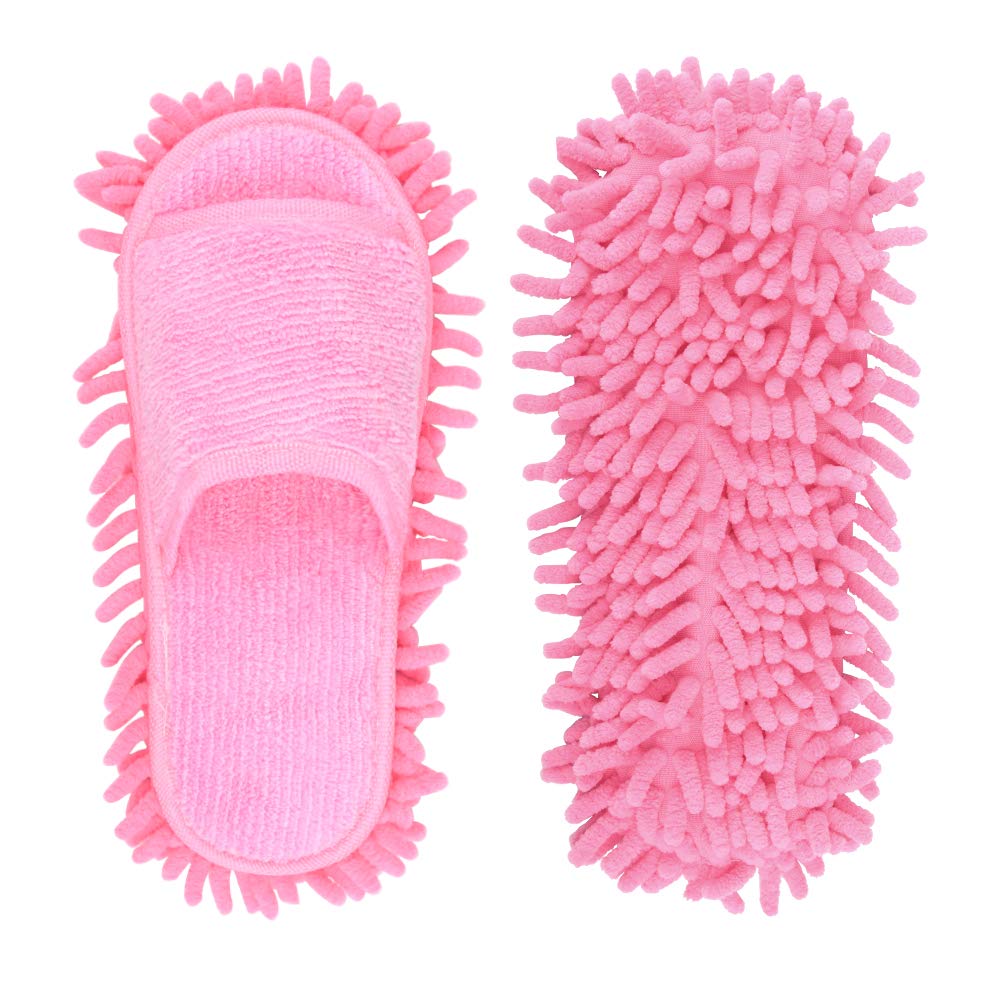 Microfiber Slippers Floor Cleaning Mop Men and Women House Dusting Slippers Floor Cleaning Tool (pink)