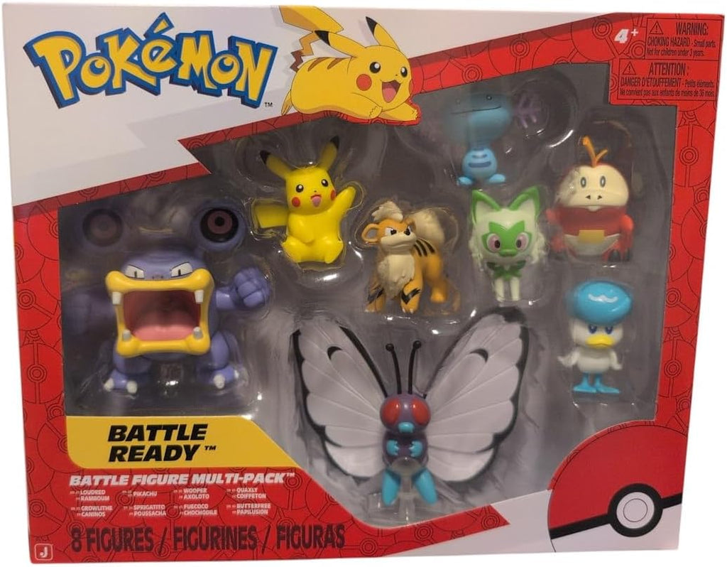 Pokémon Battle Figure 8-Pack | 2-Inch Pikachu, Eevee, Mimikyu & More - Authentic Collectible Set