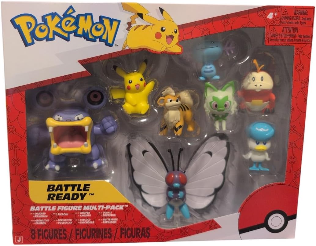 Pokémon Battle Figure 8-Pack | 2-Inch Pikachu, Eevee, Mimikyu & More - Authentic Collectible Set