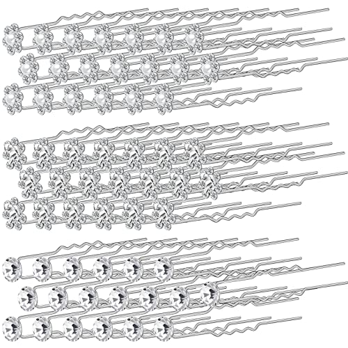 60-Piece Pearl and Rhinestone U-Shape Hair Pins for Bridal Wedding Updos