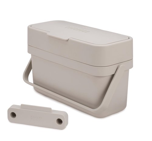 Joseph Joseph 30046 Compo Easy-Fill Compost Bin Food Waste Caddy with Adjustable Air Vent, Stone, 1 Gallon / 4 liters
