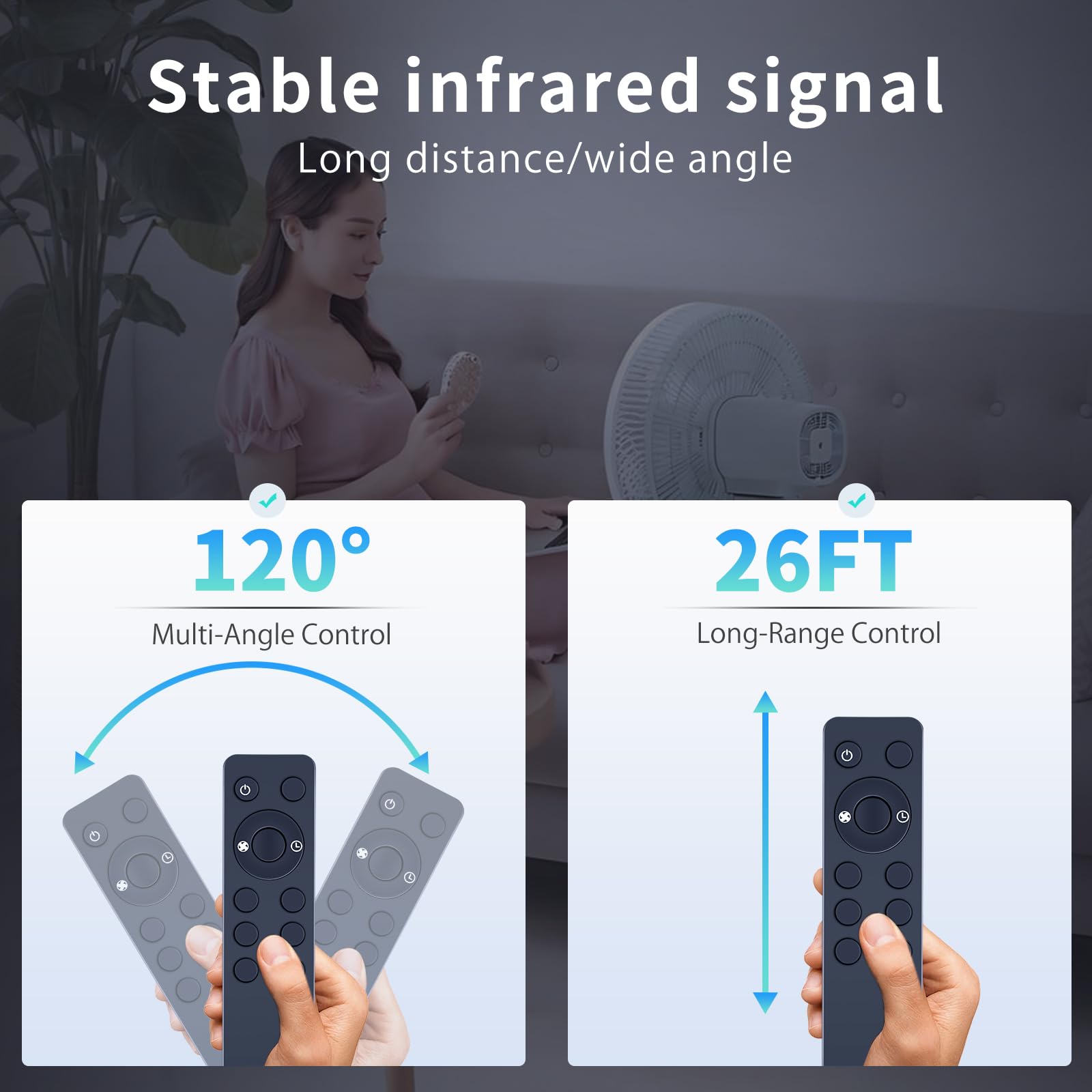 Replacement Fan Remote Control Compatible with Lasko 2033654B 2033654 1843 1844 2546 3540 3542 S18625 S18924 1646 1850 1854 1880 1885 2740 2744 3440 A20561 A20700 Cyclone Pedestal Upright Fan