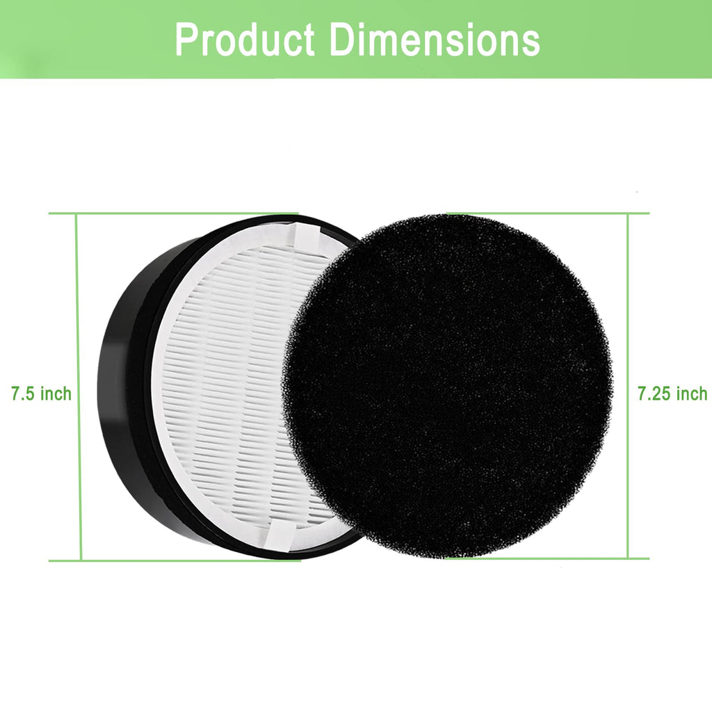 2 Pack LV-H132 Replacement Filter Compatible for LEVOIT LV-H132 Air Purifier LV-H132-RF, H13 True HEPA Filter, Activated Carbon Filter, Replace Part LV-H132-RF