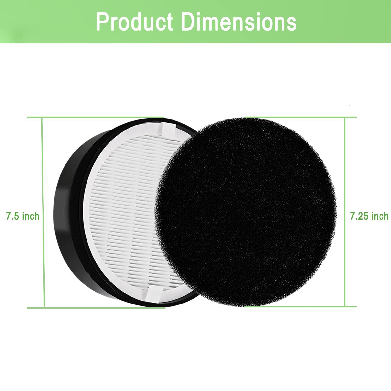 2 Pack LV-H132 Replacement Filter Compatible for LEVOIT LV-H132 Air Purifier LV-H132-RF, H13 True HEPA Filter, Activated Carbon Filter, Replace Part LV-H132-RF