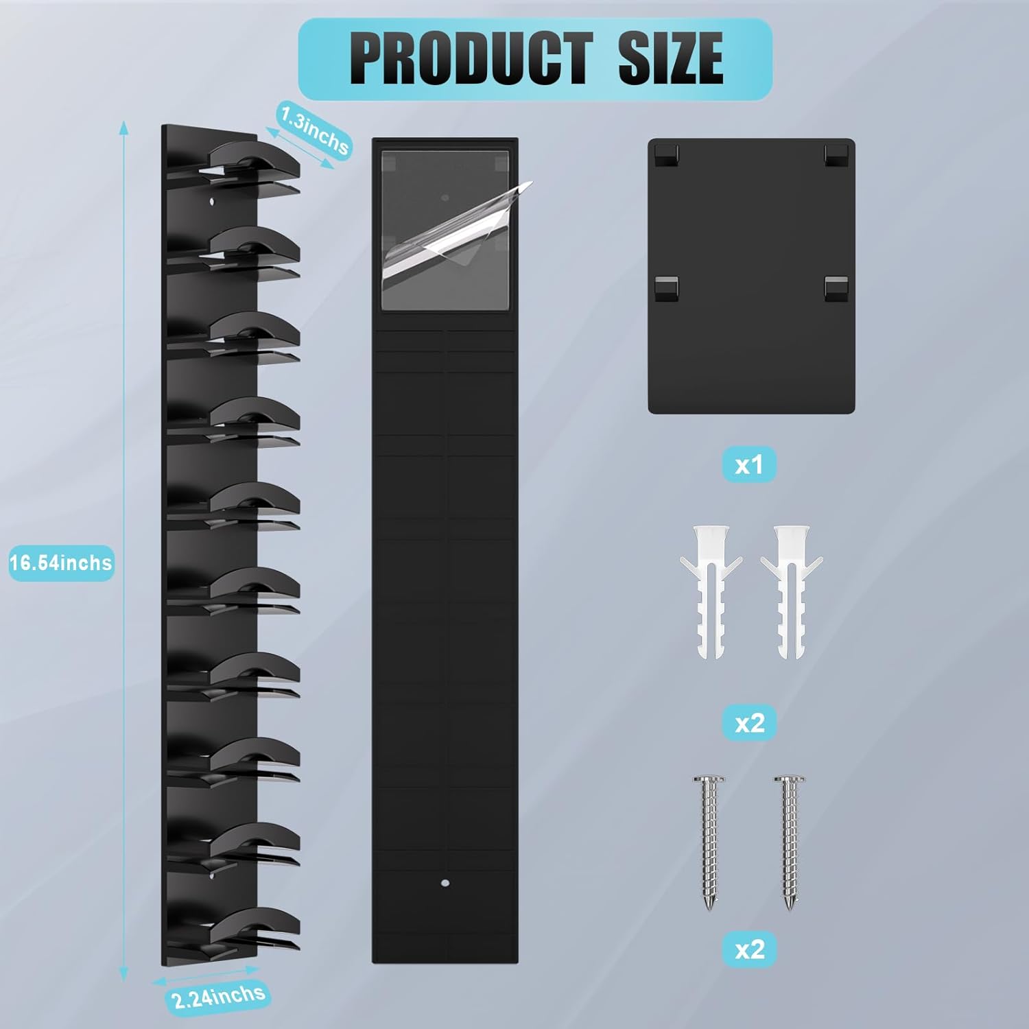 Skiennix Hat Organizer - Wall-Mounted Rack for Up to 10 Baseball Caps | Strong Adhesive, Black