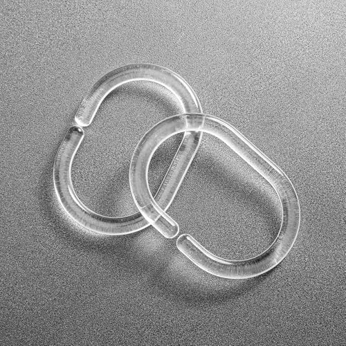 Exptolii 24 PCS C-Shaped Plastic Shower Curtain Rings - Clear Glide Hooks
