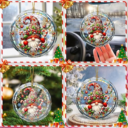Gnome Stained Glass Christmas Ornament - Holiday Tree Decor & Gift - Variation of THIS listing