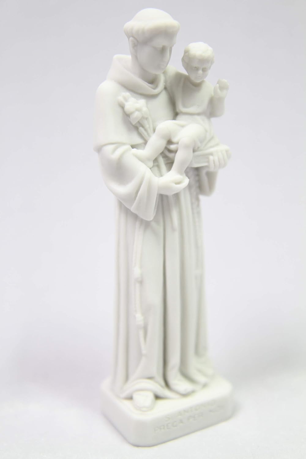 Vittoria Collection | 6" Saint Anthony De Padua White Statue Sculpture - Authentic Italian Craftsmanship