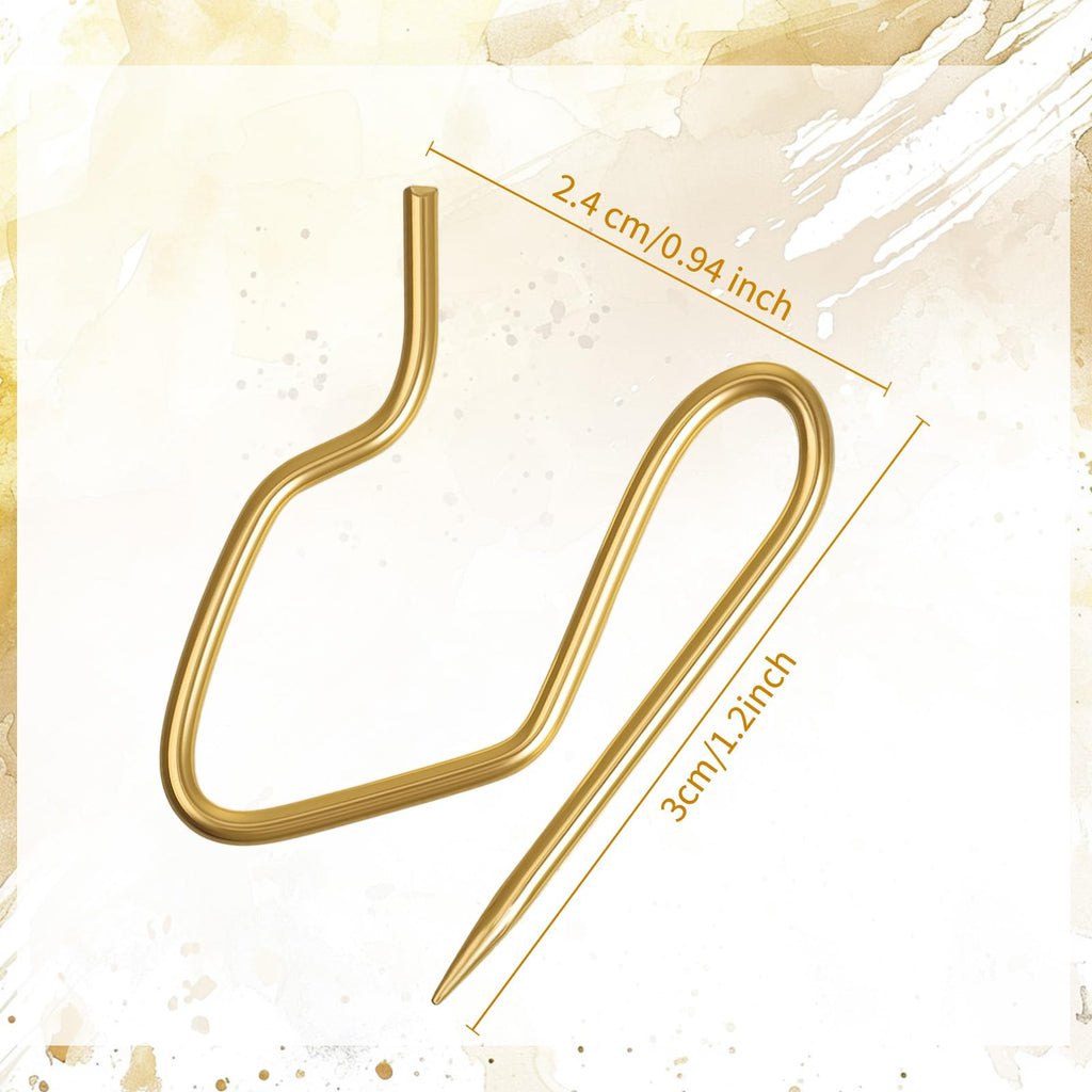 Outus 58 Pack Metal Curtain Hooks Pin On Drapery Hooks 1.2 x 1 Inch for Window,Door,Shower Curtain(Gold)