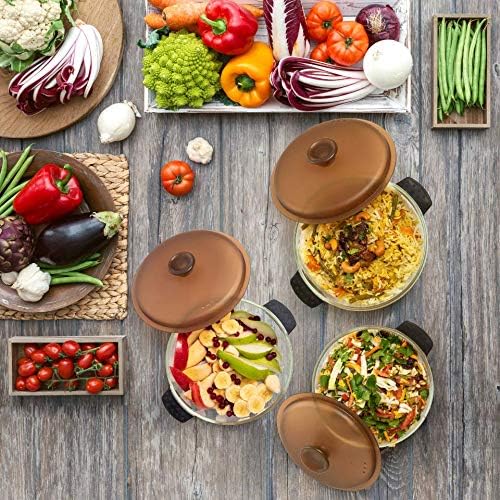 Moss & Stone 6-Piece Borosilicate Glass Casserole Set - Durable Oven & Microwave Safe Dishes | 2.6/1.5/1 Qt
