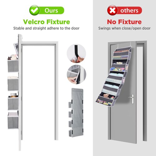Univivi Door Hanging Organizer Nursery Closet Cabinet Baby Storage with 4 Large Pockets and 3 Small PVC Pockets for Cosmetics, Toys and Sundries with Gift Box (Grey)