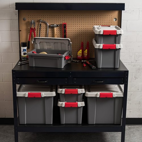IRIS USA 20 Gallon Lockable Storage Totes - Heavy-Duty Gray Containers for Garage Organization | 6 Pack