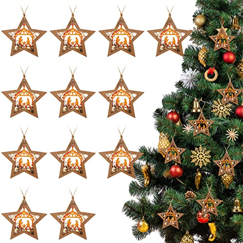 48 Pcs Nativity Star Ornaments - Wooden Christmas Decorations for Religious Celebrations (Variation of THIS listing)