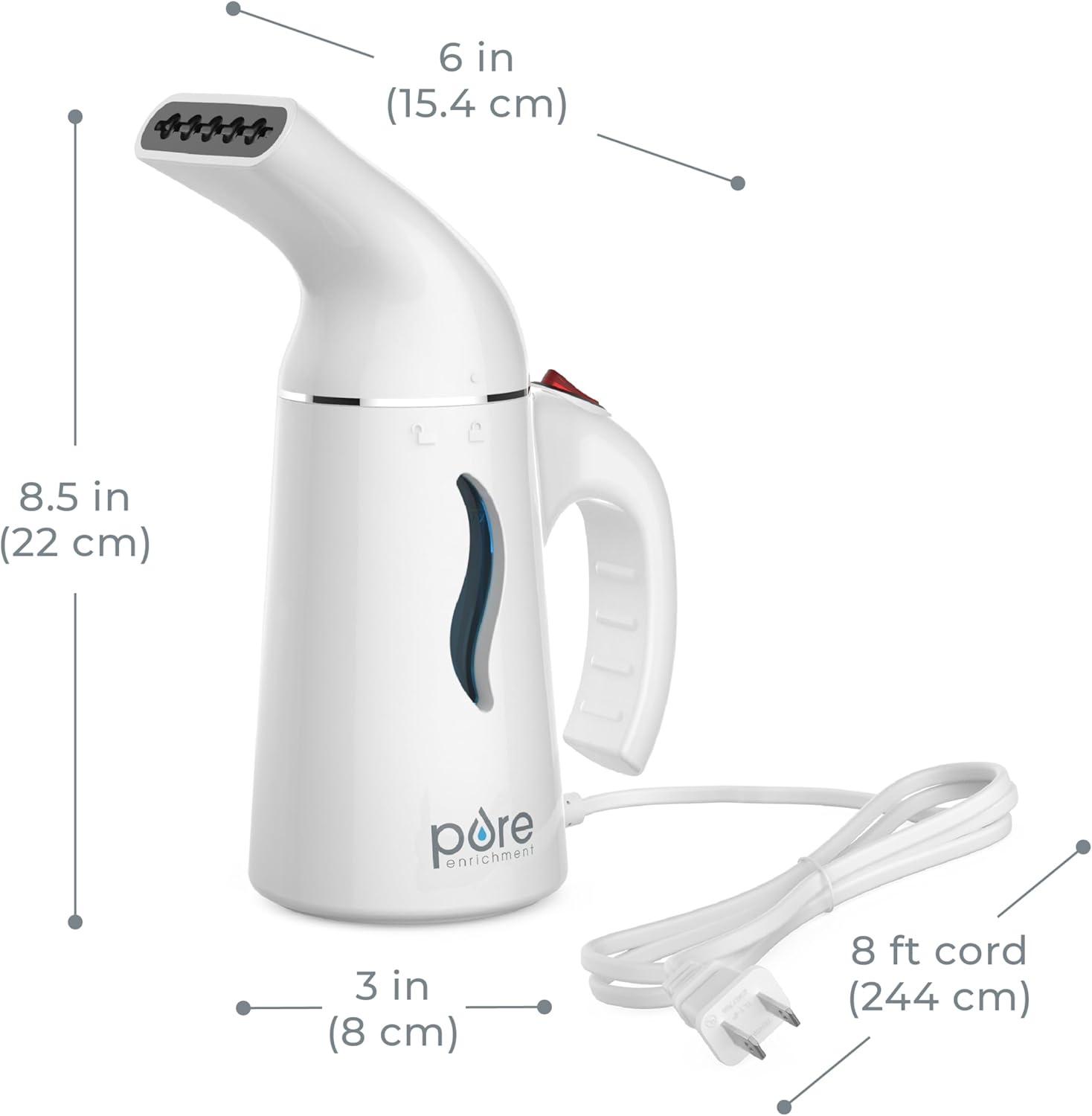Pure Enrichment Portable Fabric Steamer - Fast-Heating Handheld Travel Steamer for All Fabrics | Lightweight & Safe (White)