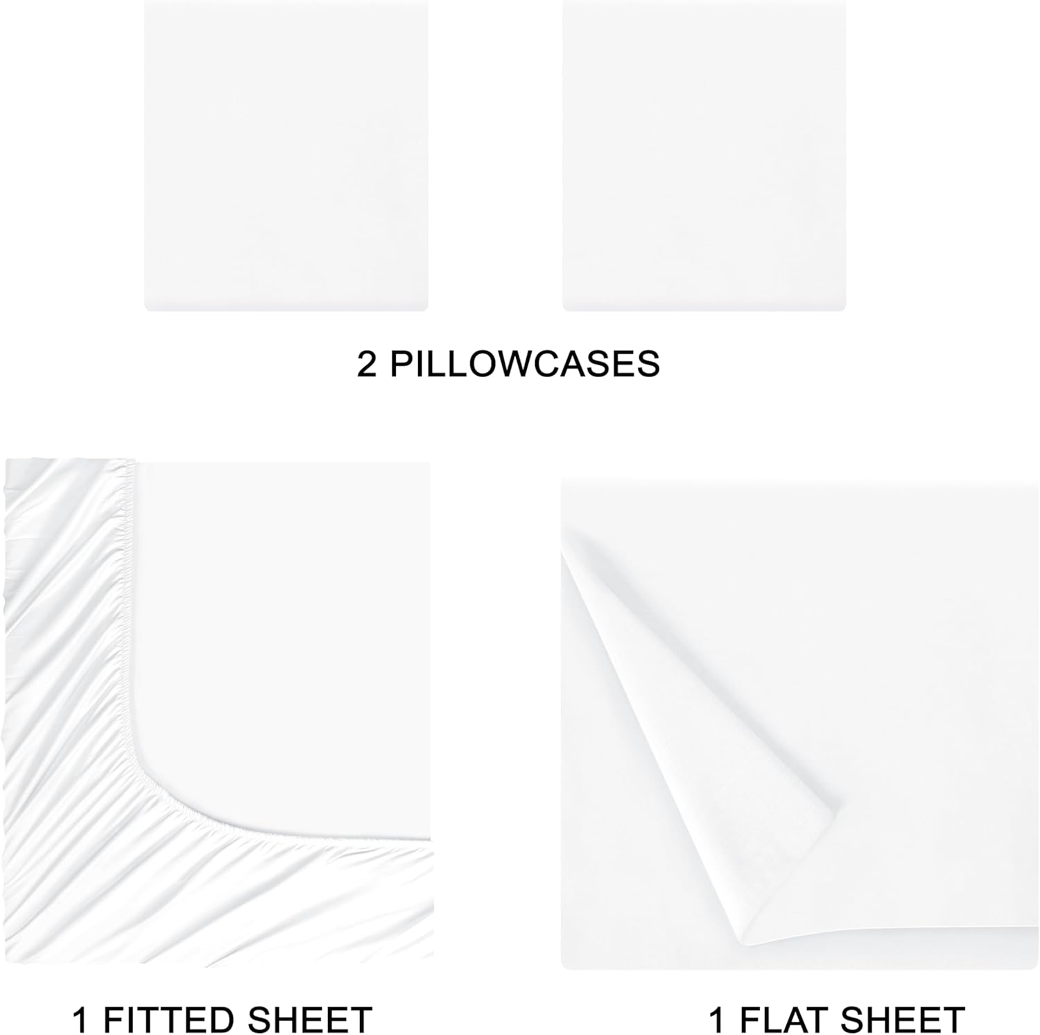 Queen Sheet Set | Ultra Soft Double Brushed Microfiber Bedding - 4 Piece Deep Pocket, Wrinkle Free - White
