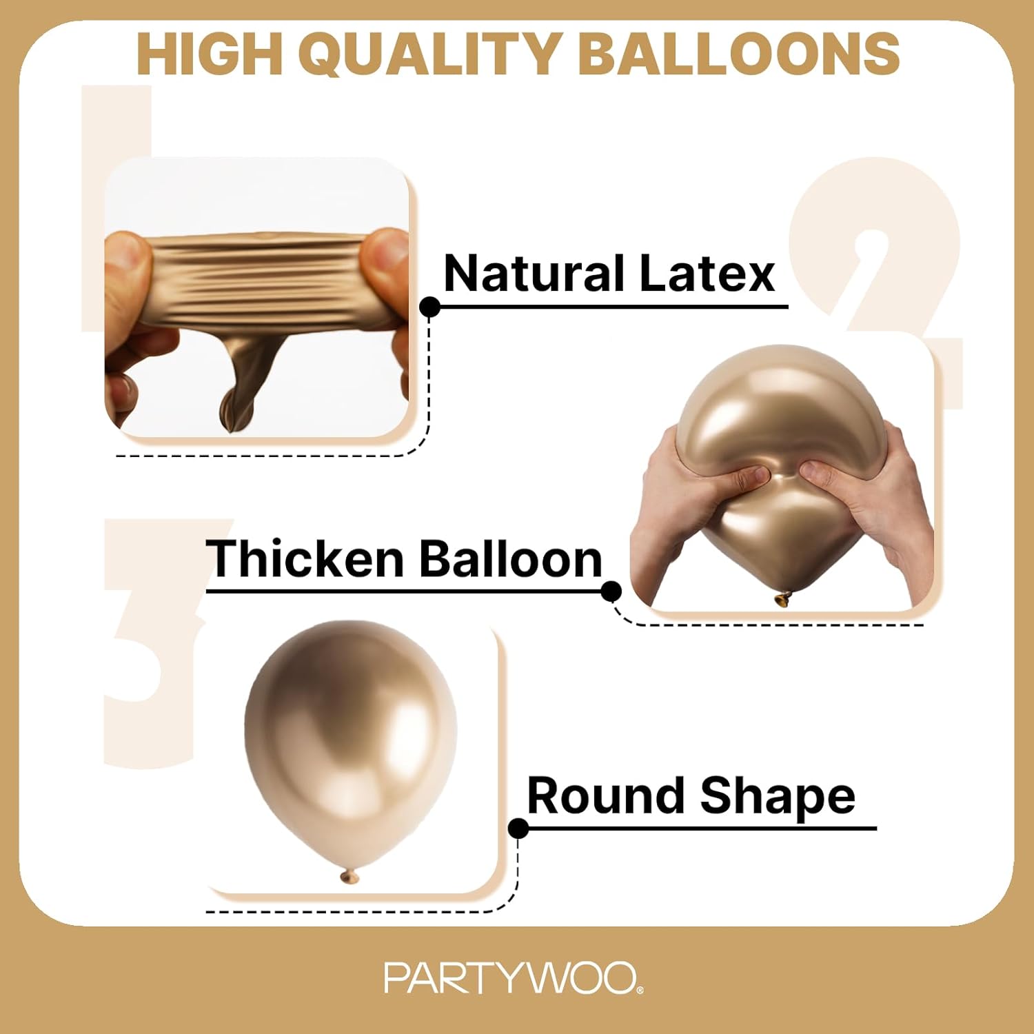 PartyWoo Metallic Gold Balloons - 120-Piece Chrome Balloon Arch Kit for Birthday & Wedding Decor | 5-18 Inch Sizes