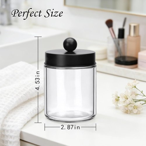 Accguan Apothecary Jars - Glass Storage Canisters with Stainless Steel Lids | 6-Piece Bathroom Organizer Set