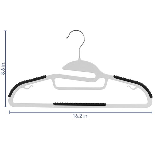 Elama Home 50 Piece Non Slip Hanger with U-Slide in White and Black