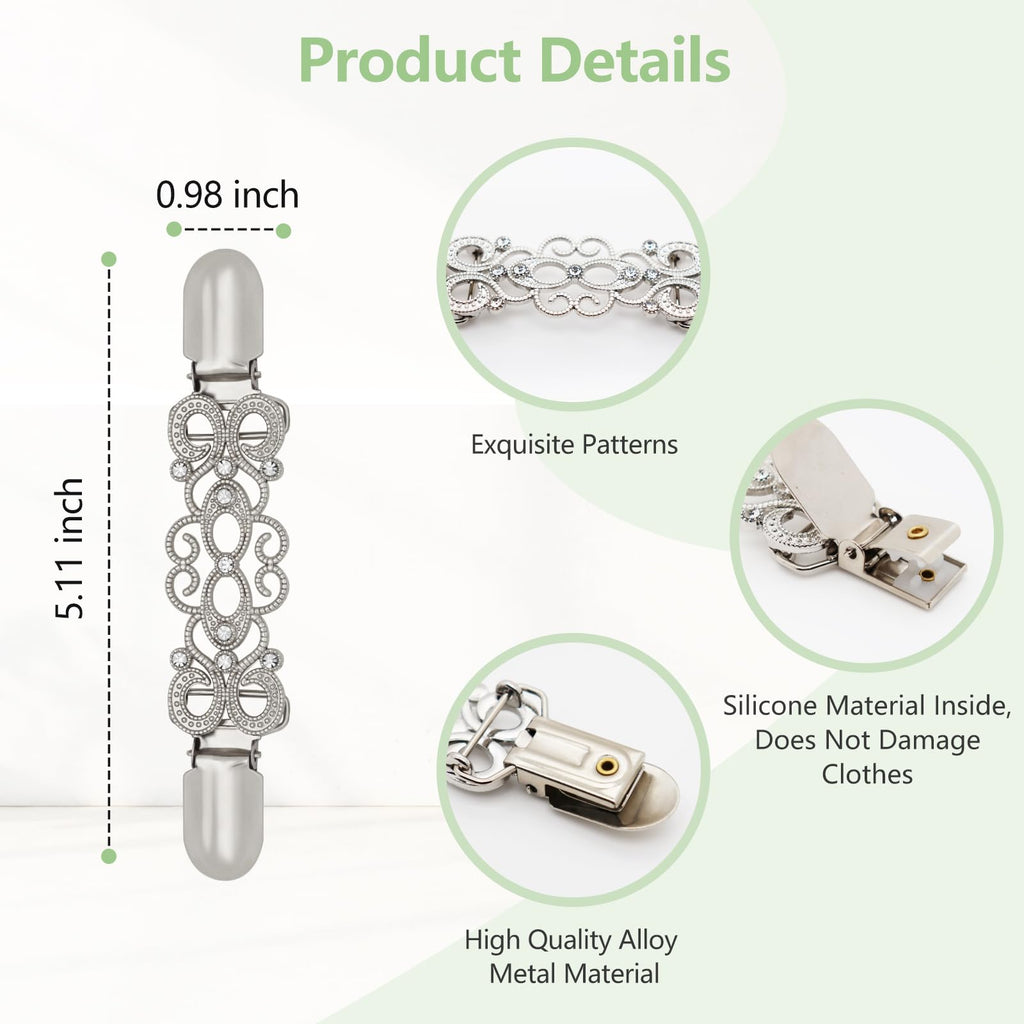 ROPAKED 3 Pcs Cinch Clips Vintage Sweater Clips Dress Clip Back Cinch Shawl Cardigan Collar Clip to Tighten Dress Pant Waist Tightener for Women