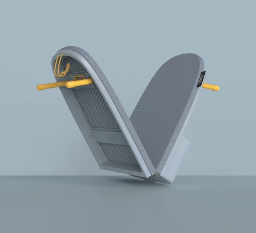 Joseph Joseph Pocket Folding Tabletop Ironing Board with Iron Holder and Wall Mount, Compact Space-Saving, Grey/Yellow