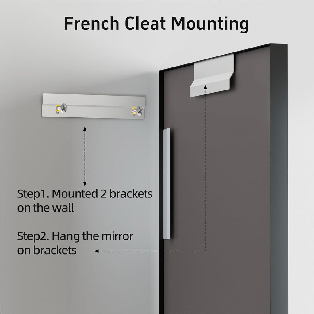 Regine Switzerland Black Vanity Wall Mirror - 22x30 Inch Rectangular Aluminum Framed Design | Anti-Rust Tempered Glass