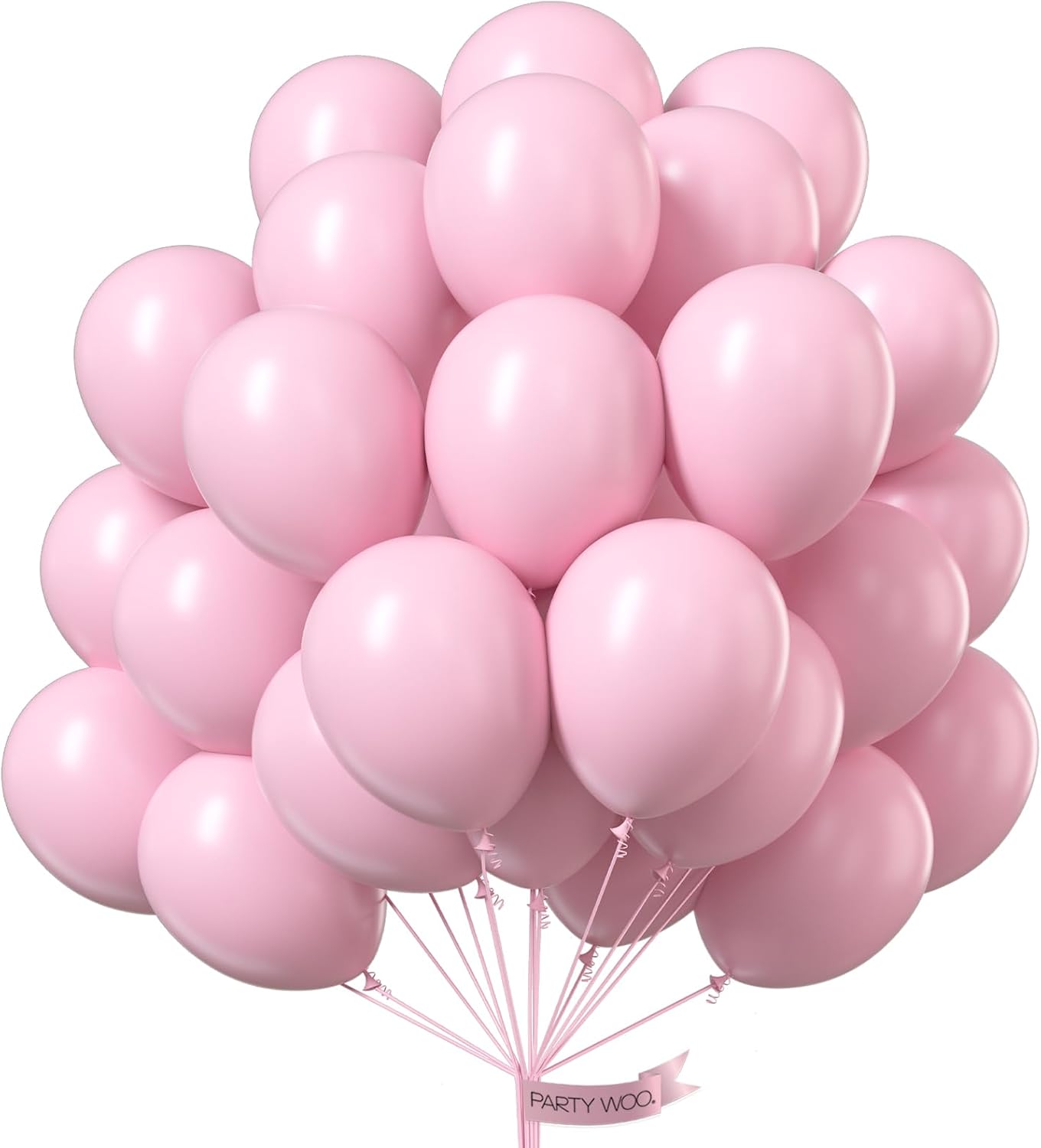 PartyWoo Light Pink Balloons - 100 Pcs 10 Inch Pastel Latex Helium Balloons for Baby Shower & Parties