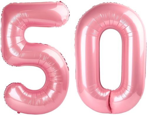 Balloon 50 - 40 Inch Pastel Pink Foil Number for 50th Birthday Party Decorations | Perfect for Men & Women