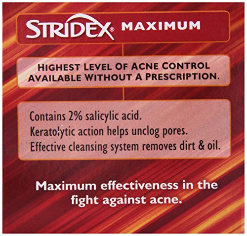 Stridex Maximum Medicated Acne Pads 55 Count - 2% Salicylic Acid Face Wipes