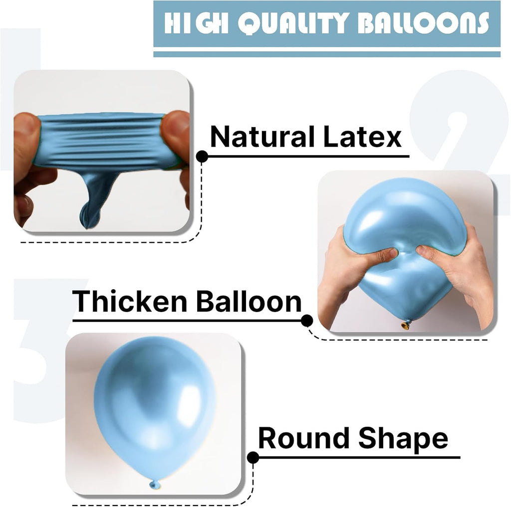 PartyWoo Metallic Blue Balloons - 50 Pcs 12 Inch for Stunning Birthday & Wedding Decor
