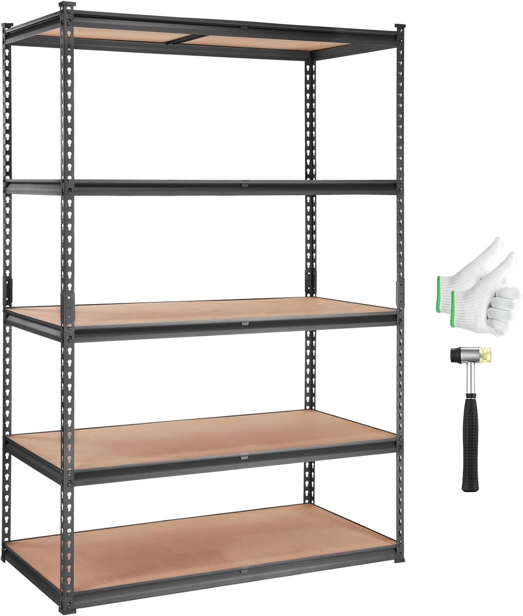 VEVOR 5-Tier Adjustable Storage Shelving Unit - Heavy Duty Metal Shelves for Garage, Kitchen, Pantry | 48" L x 24" W x 72" H