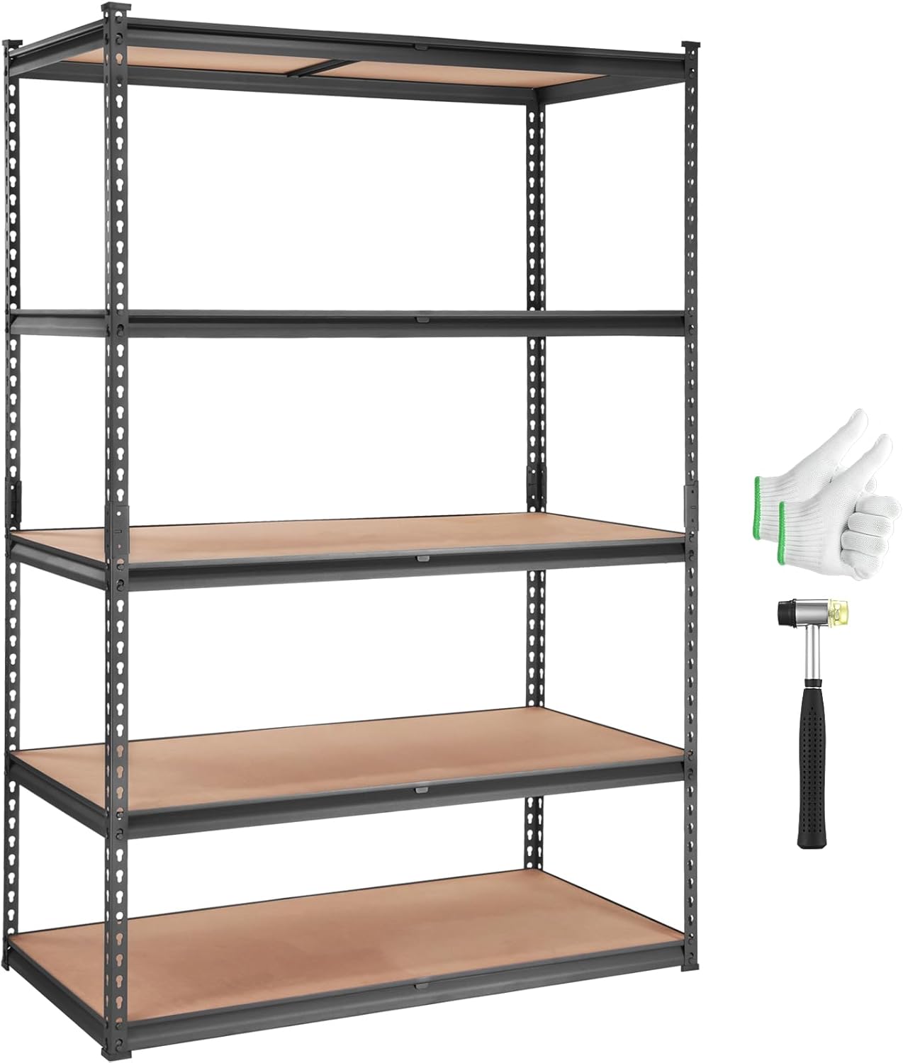 VEVOR 5-Tier Adjustable Storage Shelving Unit - Heavy Duty Metal Shelves for Garage, Kitchen, Pantry | 48" L x 24" W x 72" H