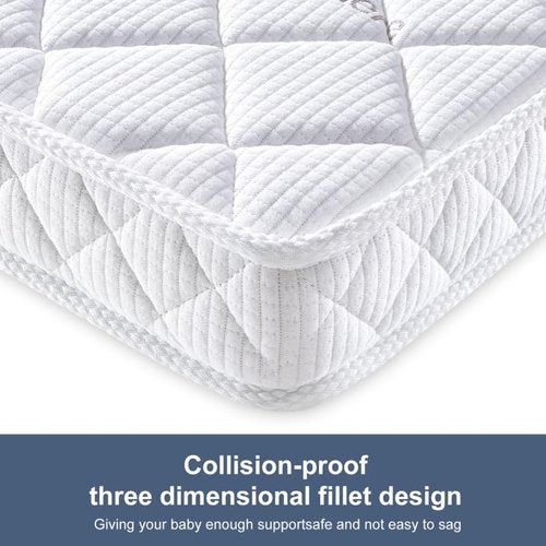 Pack and Play Mattress - 38" x 26"- Premium Knitted Fabric Safety Reinforced Play Yard Mattress - Fits for Graco & Baby Trend & Pamo Babe Playard, Firm Support and Comfort Foam，White