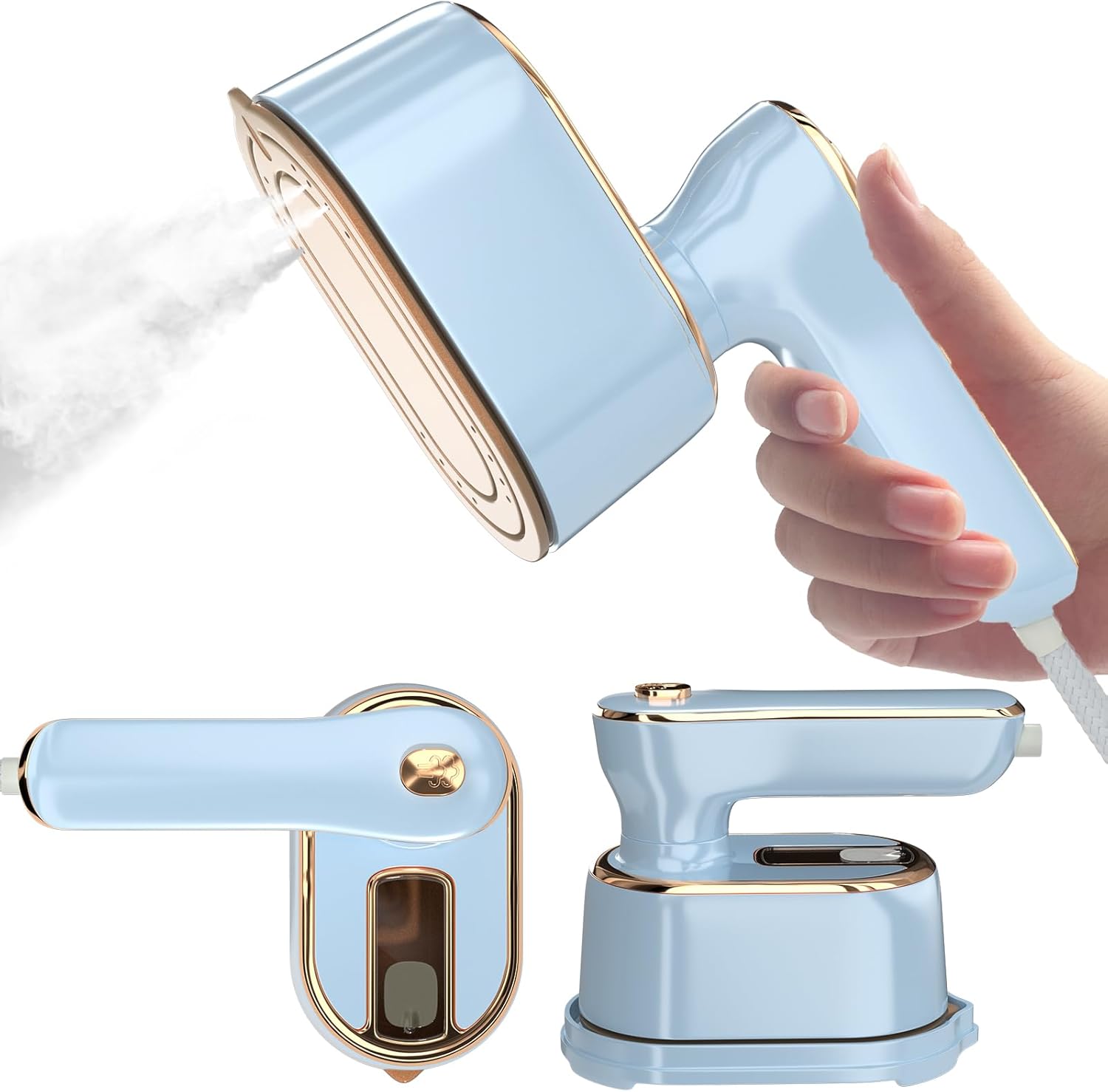 Skiennix Travel Steamer Iron - Mini Portable Ironing Machine for Clothes | Compact Size in Sky Blue